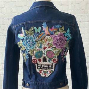 Hand made white catrina denim jacket size medium